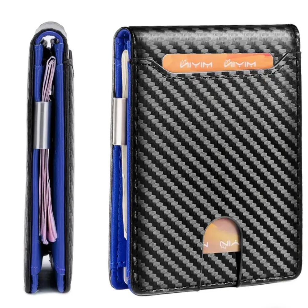 Carbon Fiber Wallet with Blue Interior